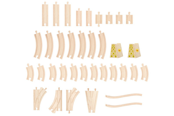 75 delige houten treinset.