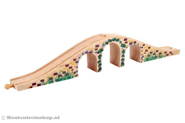Houten brug met opdruk.