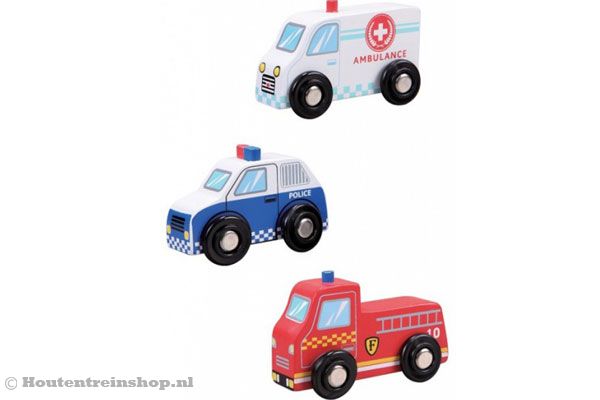 De set bestaat uit een ambulance, politieauto en een brandweerwagen.