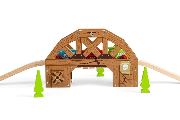 Koppel de brug aan houten rails