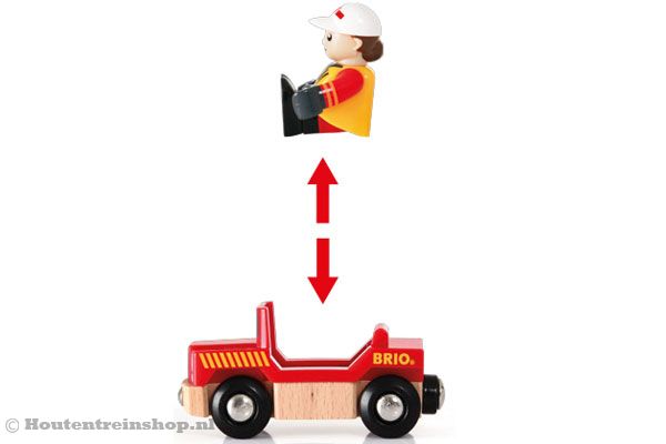 Plaats het poppetje eenvoudig in de wagen.