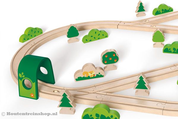 Inclusief locomotief, wagonnetjes, bomen en struiken.