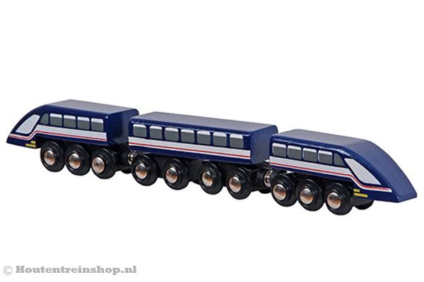 Blauwe hogesnelheidstrein van Mentari.