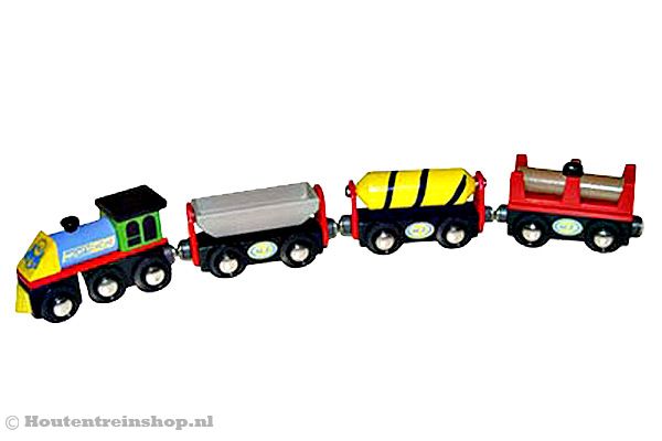 Gekleurde goederentrein van Mentari.